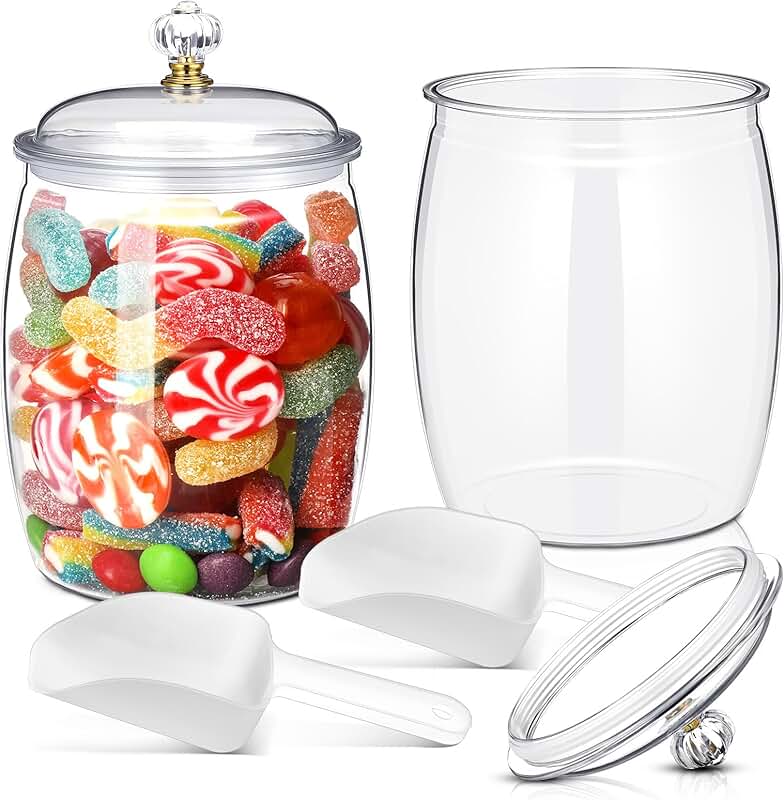 2 Pack 0.5 Gallon Clear Plastic Candy and Cookie Jars