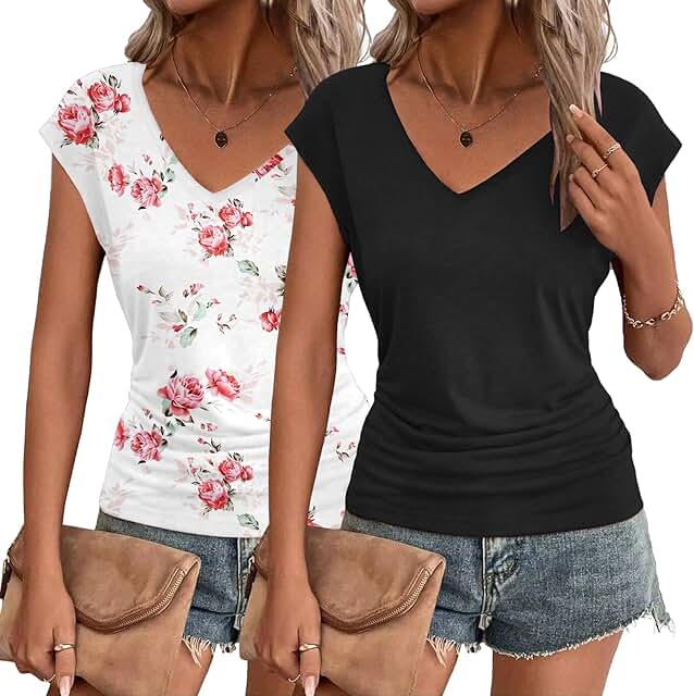 Women's Summer Casual Cap Sleeve T-Shirt