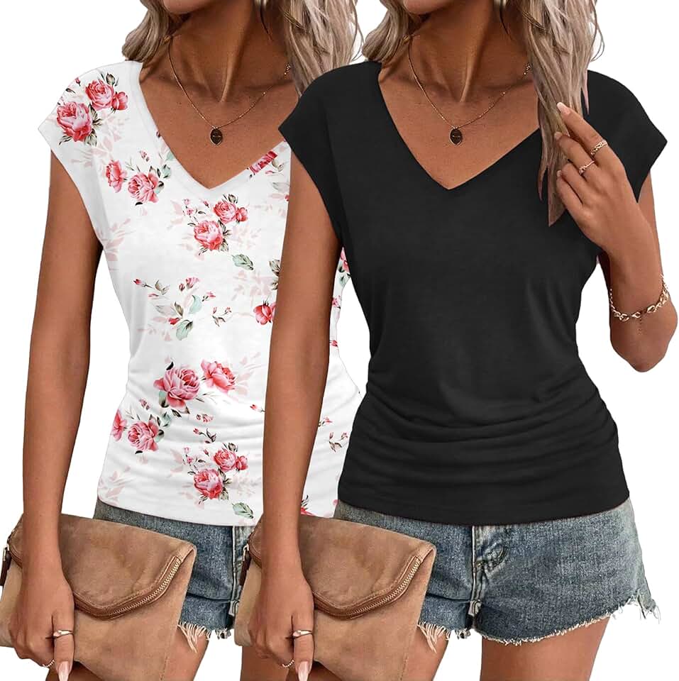 Women's Summer Casual Cap Sleeve T-Shirt