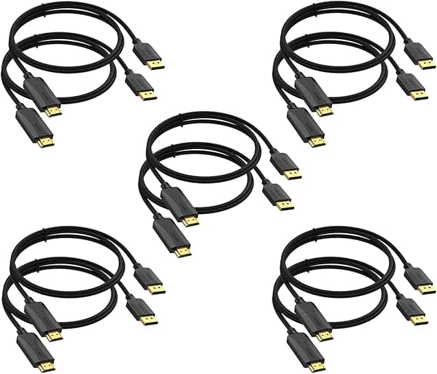 10-Pack 6ft 4K DisplayPort to HDMI Cables