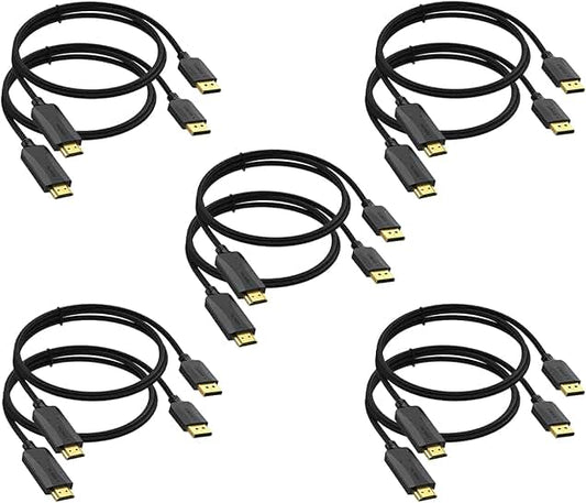 10-Pack 6ft 4K DisplayPort to HDMI Cables