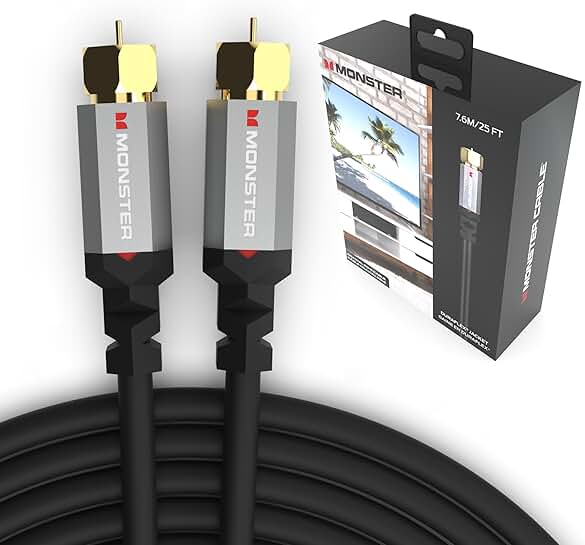 25ft RG-6 Coax Cable with Gold F-Pin Connector