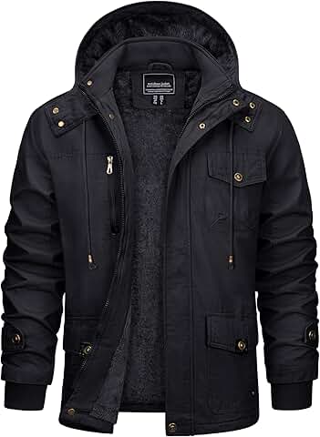 Men's Thick Fleece-Lined Winter Cargo Jacket