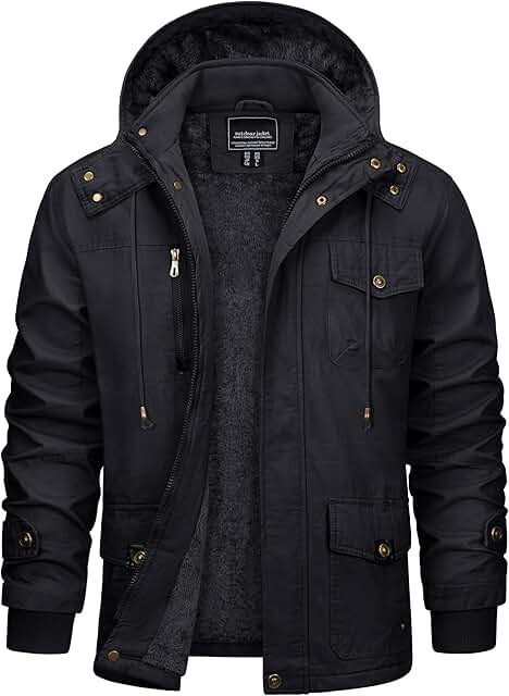Men's Thick Fleece-Lined Winter Cargo Jacket