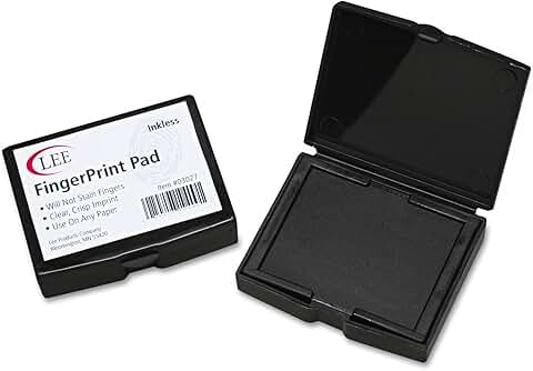 Black inkless fingerprint pad, 0.5" x 2.3" x 1.8"