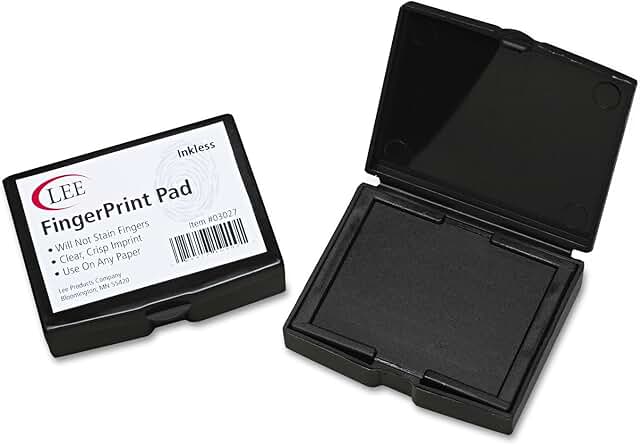 Black inkless fingerprint pad, 0.5" x 2.3" x 1.8"