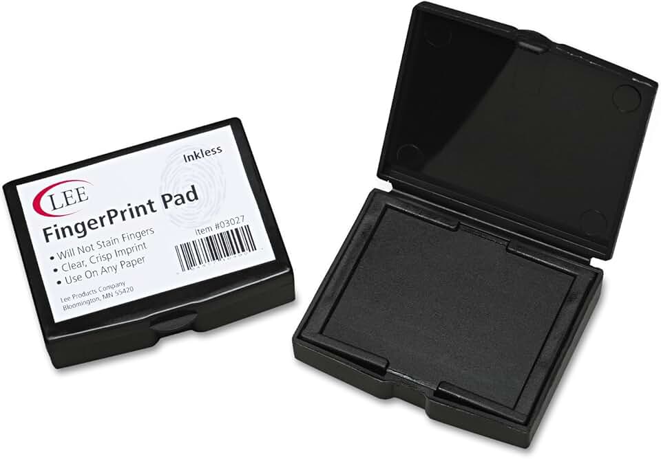 Black inkless fingerprint pad, 0.5" x 2.3" x 1.8"