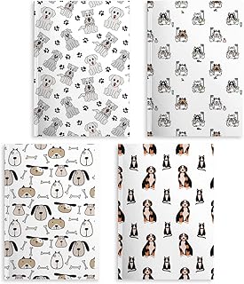 Set of four A5 dog-themed lined notebooks