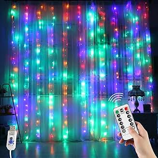 Colorful Waterproof Curtain String Lights with 8 Modes