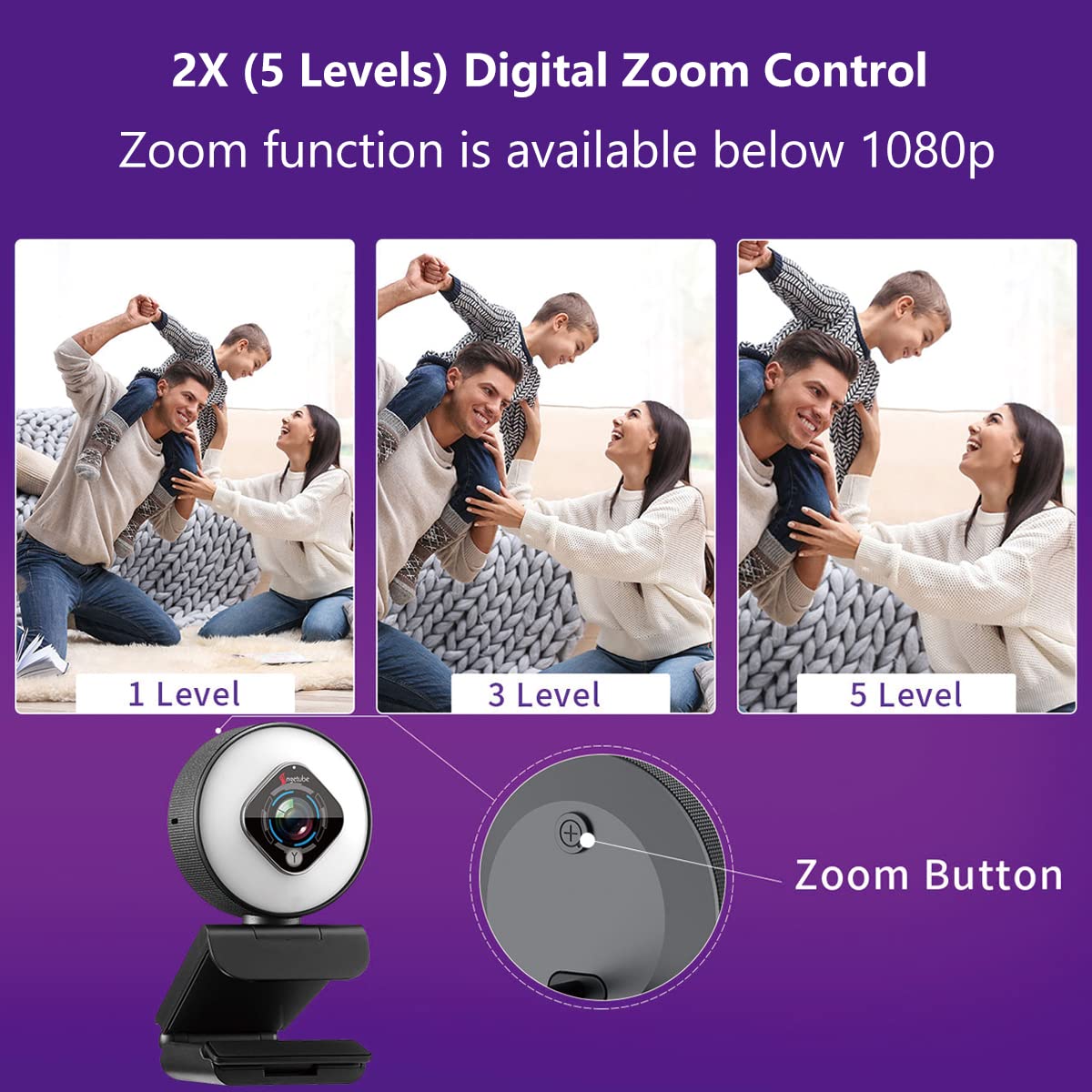 Streaming Webcam 1080P with Ring Light - HD Web Camera with Digital Zoom Autofocus for Computer PC Laptop Mac - 962 USB Web Cam for Gaming Xbox Google Meet