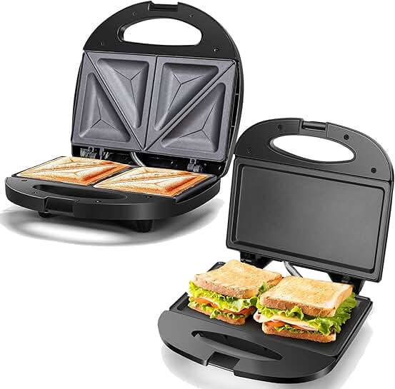 Electric Sandwich Maker with Nonstick Plates and Indicator Lights
