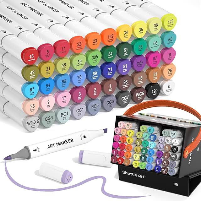 50-color alcohol marker set with blender and case