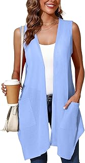 Lightweight sleeveless drape cardigan with pockets