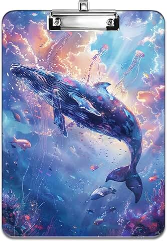 Sky Blue Whale A4 Fashion Design Clipboard