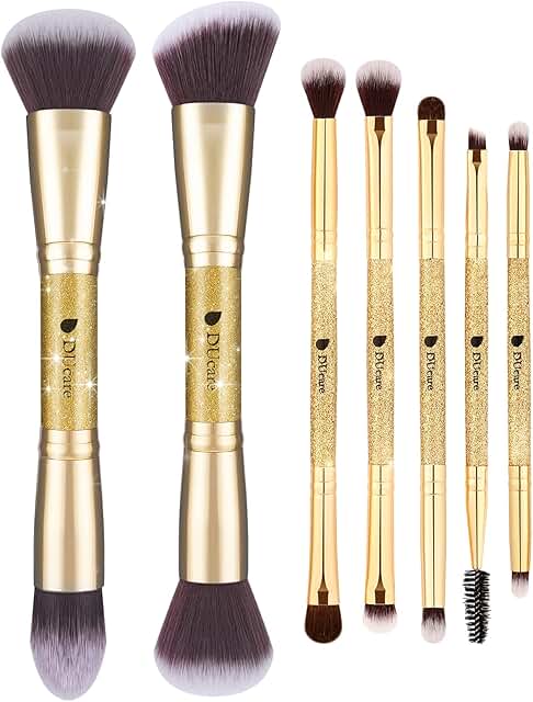 Duo End Foundation and Contour Brush Set with Eyeshadow Brushes