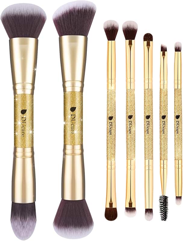 Duo End Foundation and Contour Brush Set with Eyeshadow Brushes