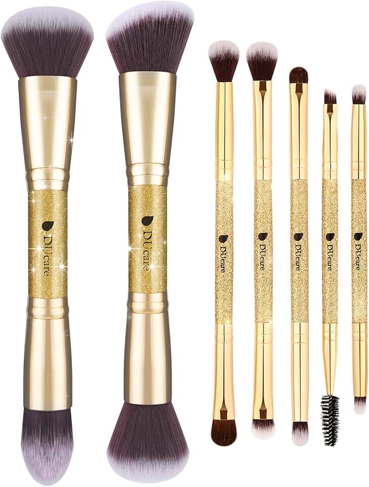 Duo End Foundation and Contour Brush Set with Eyeshadow Brushes