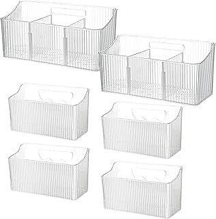 6-Piece Clear Wall-Mounted Kitchen Storage Bins