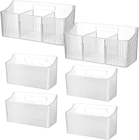 6-Piece Clear Wall-Mounted Kitchen Storage Bins