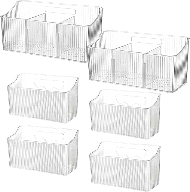 6-Piece Clear Wall-Mounted Kitchen Storage Bins