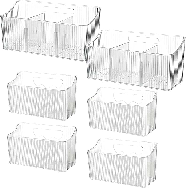 6-Piece Clear Wall-Mounted Kitchen Storage Bins