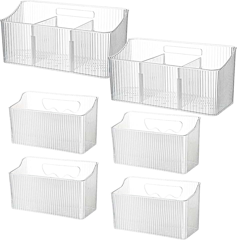 6-Piece Clear Wall-Mounted Kitchen Storage Bins
