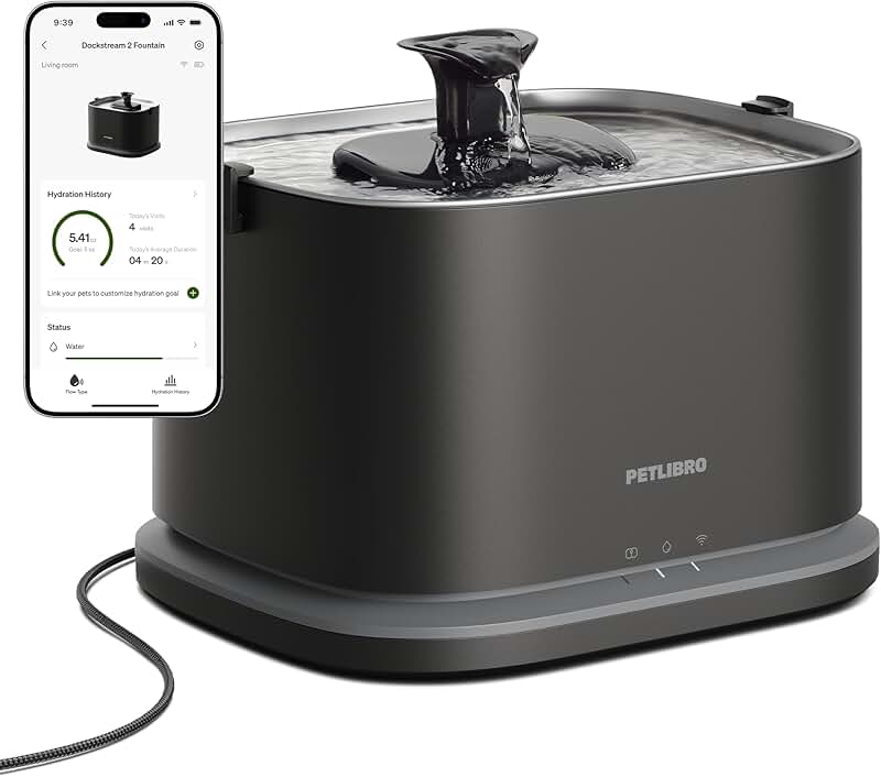 Upgrade Stainless Steel Cat Water Fountain with App Control