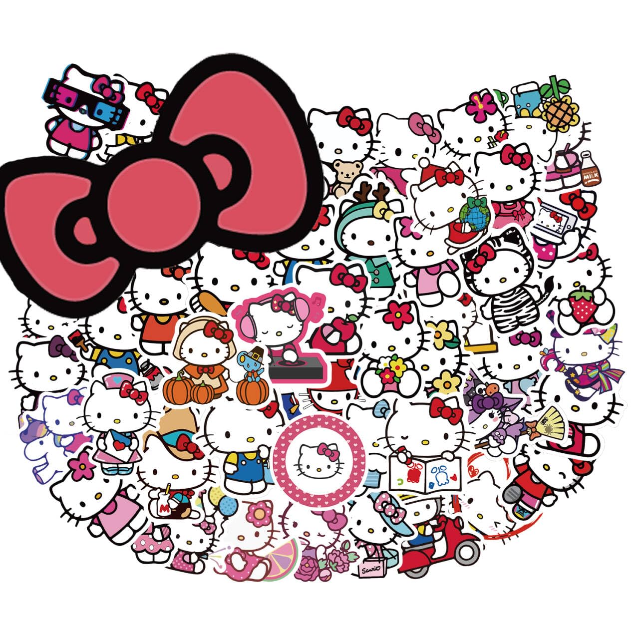 50 Kawaii Hello Kitty Stickers for Kids and Teens