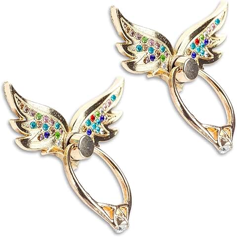 Sparkling Angel Wing Phone Ring Holders, 2 Pack