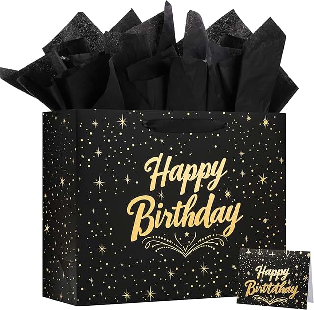 Large Happy Birthday Gift Bag with Tissue and Card