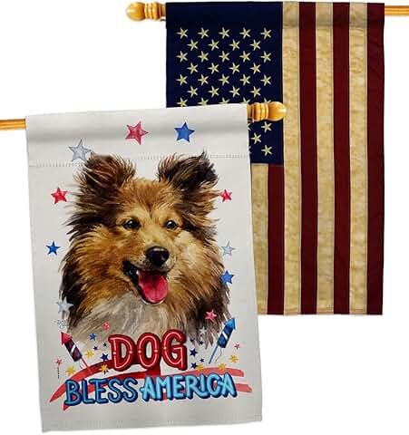 Patriotic Shetland Sheepdog Garden Flag Pack