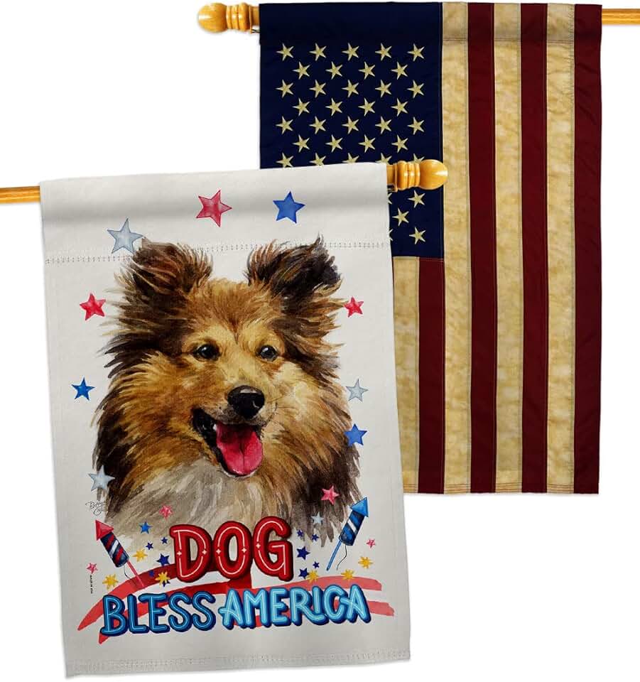 Patriotic Shetland Sheepdog Garden Flag Pack
