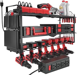 Wall Mount Power Tool Organizer with Charging Station