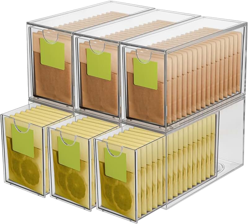 Stackable Clear Storage Containers with 2 Drawers