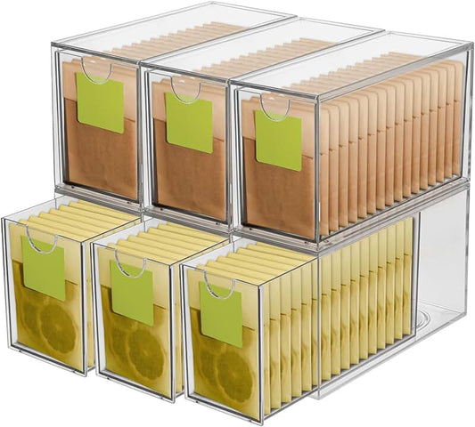 Stackable Clear Storage Containers with 2 Drawers