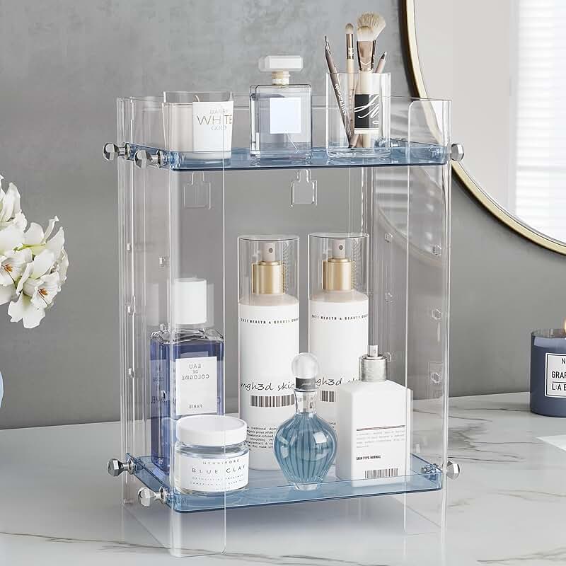 Two-Tier Adjustable Corner Bathroom Organizer