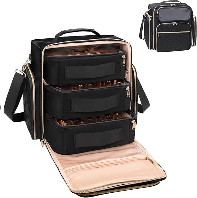 Nail Polish and Lamp Organizer with Pouches