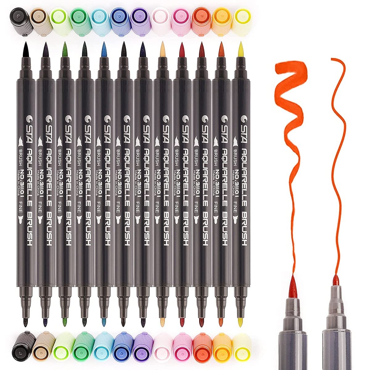 Dual Brush Pens Set 12 Colors