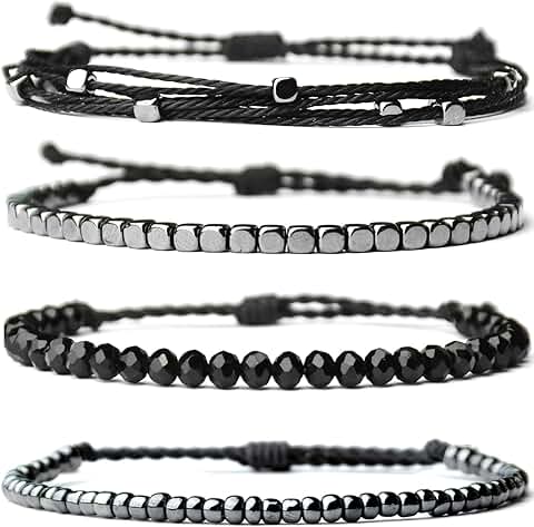 Set of 4 Handmade Waterproof Beaded Bracelets for Women