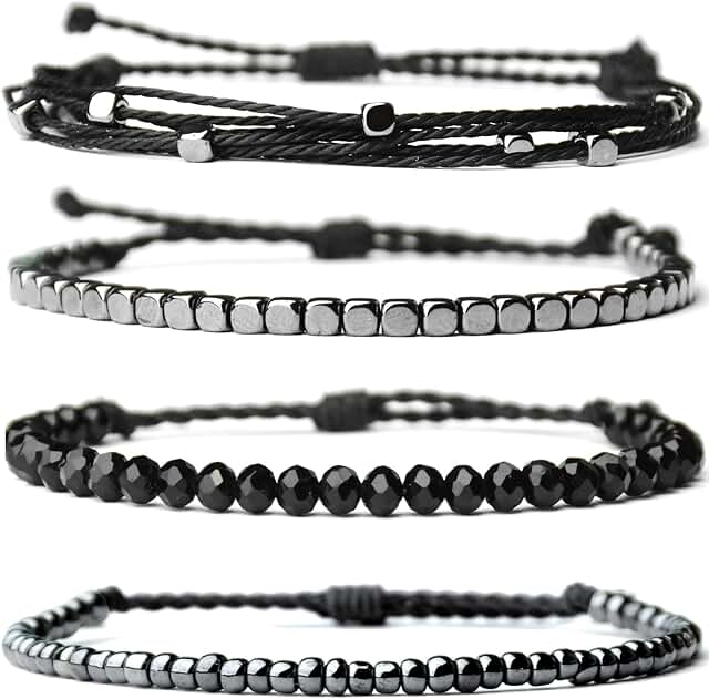 Set of 4 Handmade Waterproof Beaded Bracelets for Women