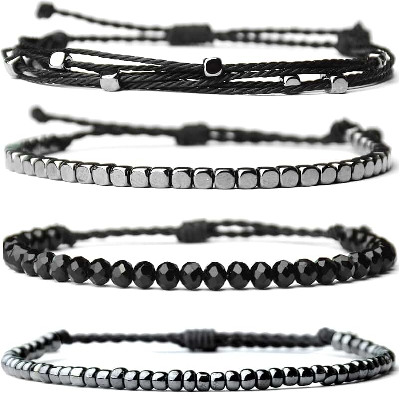 Set of 4 Handmade Waterproof Beaded Bracelets for Women