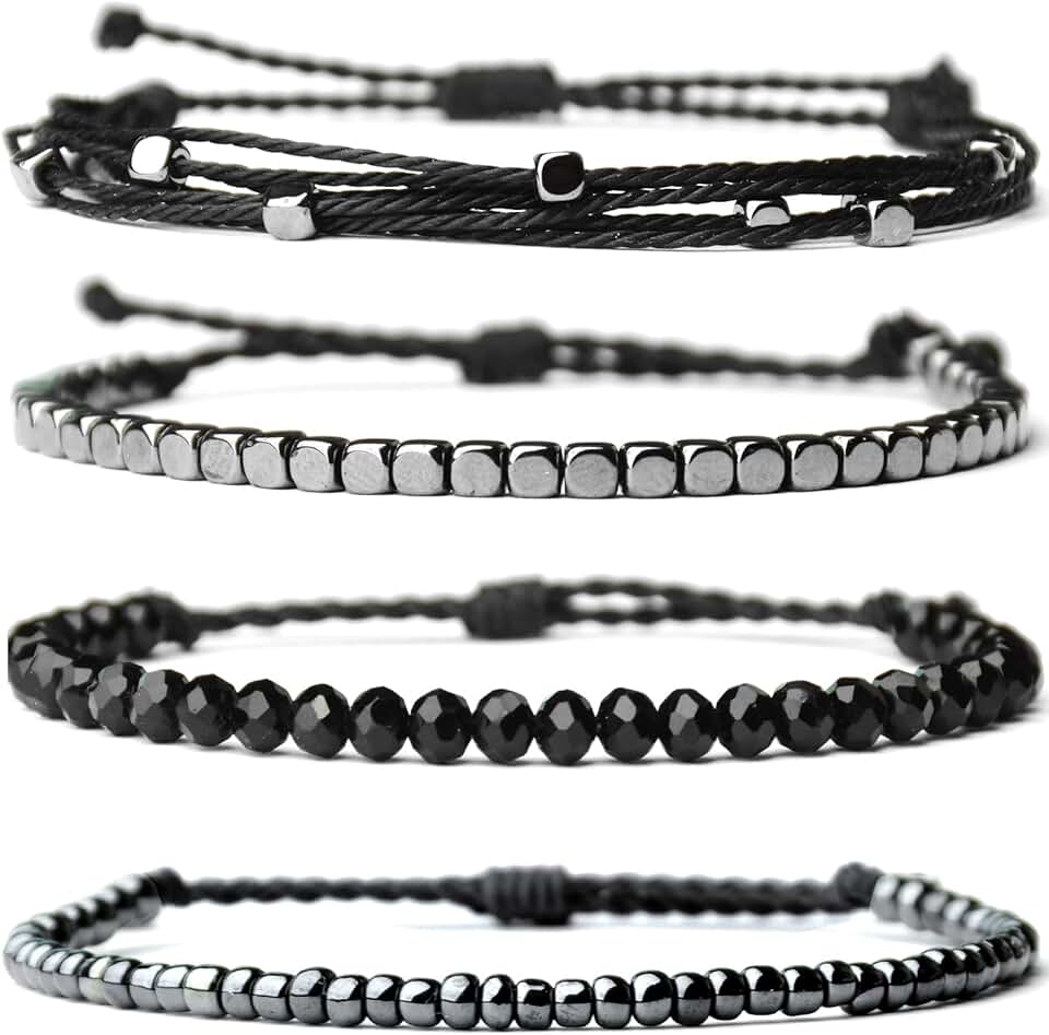 Set of 4 Handmade Waterproof Beaded Bracelets for Women