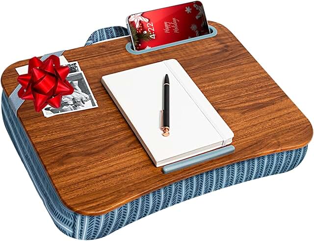 Designer lap desk with phone holder and device ledge