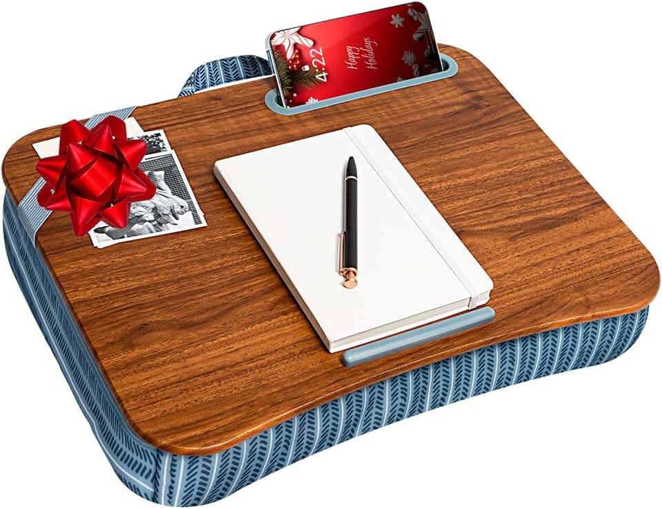 Designer lap desk with phone holder and device ledge