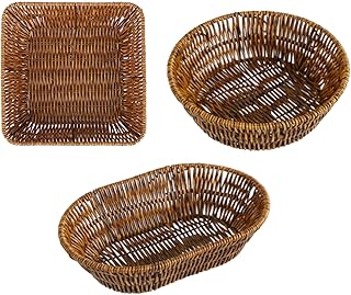 Set of 3 Small Wicker Baskets for Serving and Storage