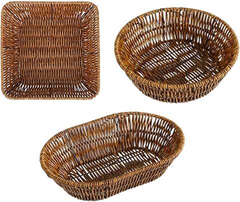 Set of 3 Small Wicker Baskets for Serving and Storage