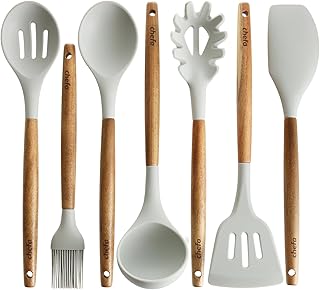 Silicone Kitchen Utensils with Wooden Handles