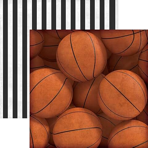 Multicolor Double-Sided Basketball Cardstock Sheets, 12x12 inches, 15-pack