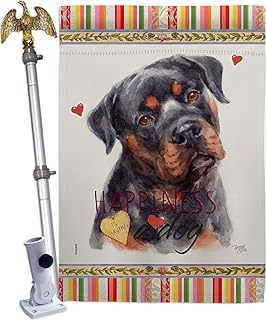 Mahogany Rottweiler Dog House Flag with Eagle and Paw