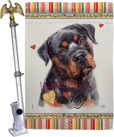 Mahogany Rottweiler Dog House Flag with Eagle and Paw